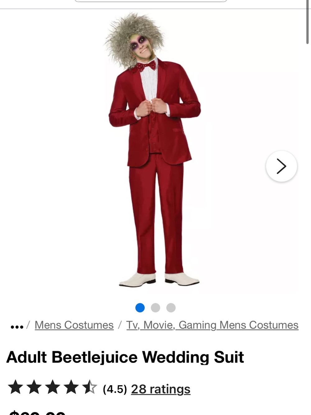 Beetlejuice-Inspired Men's Red Wedding Suit
